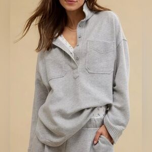 Aerie Popover Polo Sweatshirt - Grey, XL